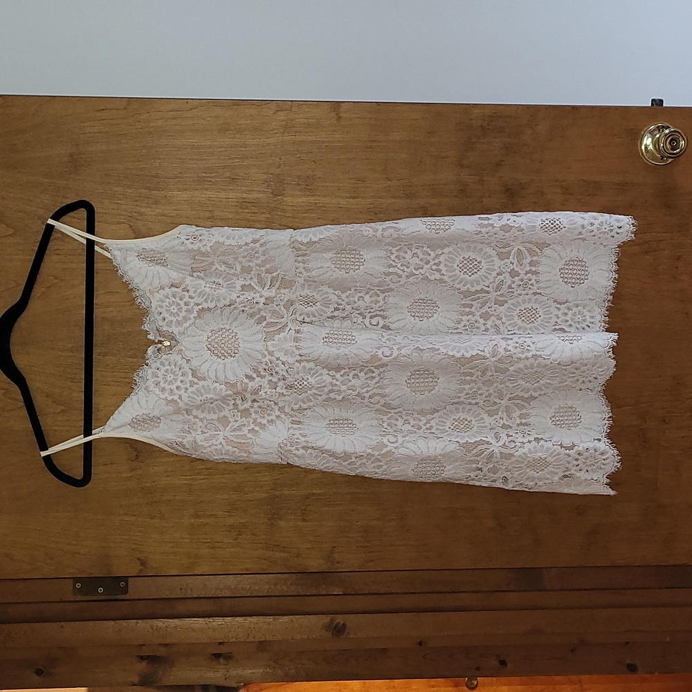 Trina Turk Fit and Flare White Lace Dress with Pockets